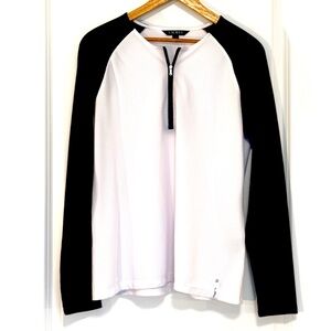 LAUREN Ralph Lauren Waffle 3/4 Zip Athleisure Top XL